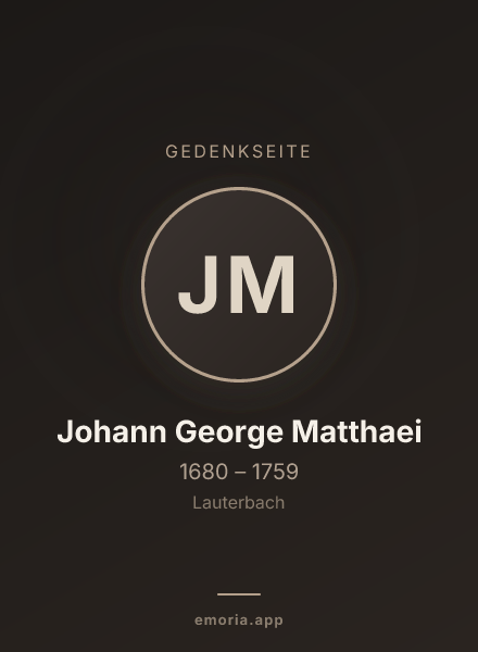 Gedenkportrait von Johann George Matthaei