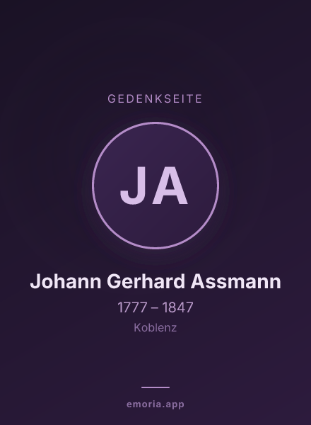 Gedenkportrait von Johann Gerhard Assmann