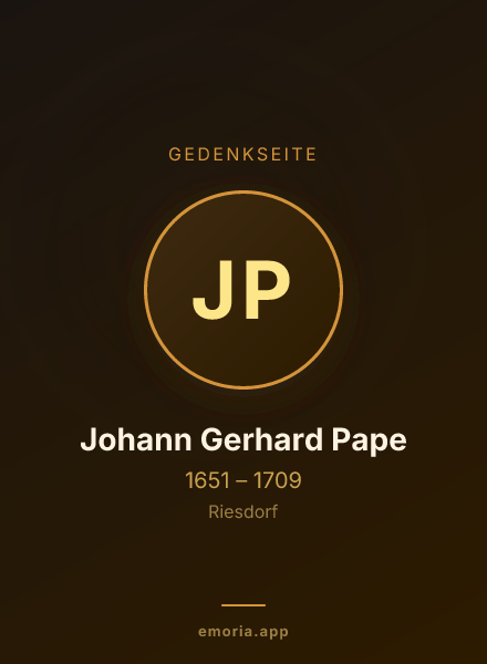 Gedenkportrait von Johann Gerhard Pape