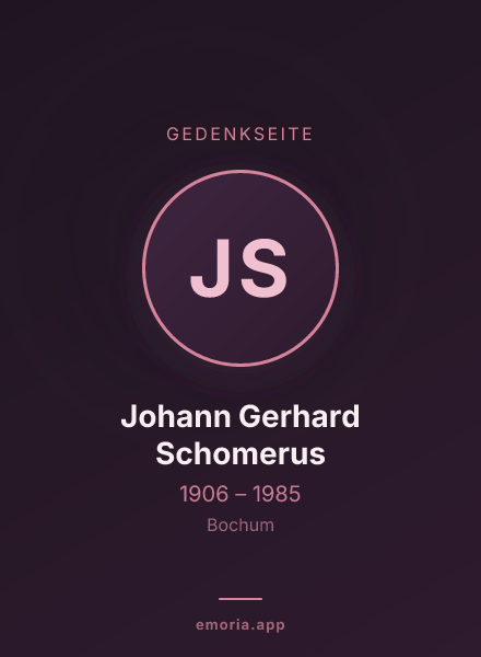 Gedenkportrait von Johann Gerhard Schomerus