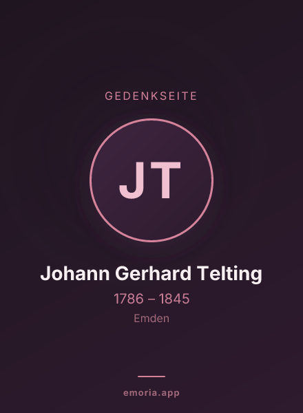 Gedenkportrait von Johann Gerhard Telting
