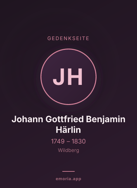 Gedenkportrait von Johann Gottfried Benjamin Härlin