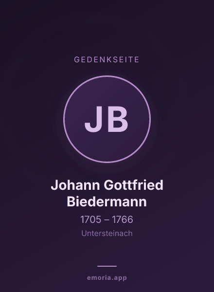 Gedenkportrait von Johann Gottfried Biedermann