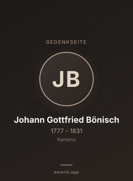 Gedenkportrait von Johann Gottfried Bönisch