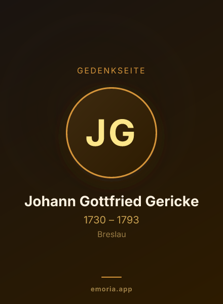 Gedenkportrait von Johann Gottfried Gericke