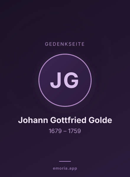 Gedenkportrait von Johann Gottfried Golde