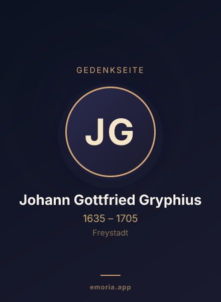Gedenkportrait von Johann Gottfried Gryphius