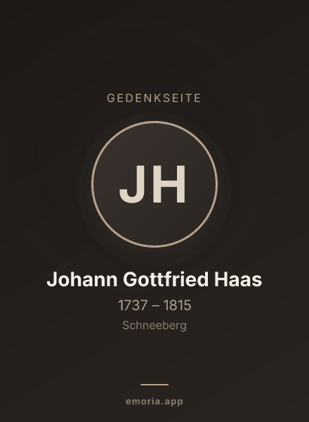 Gedenkportrait von Johann Gottfried Haas