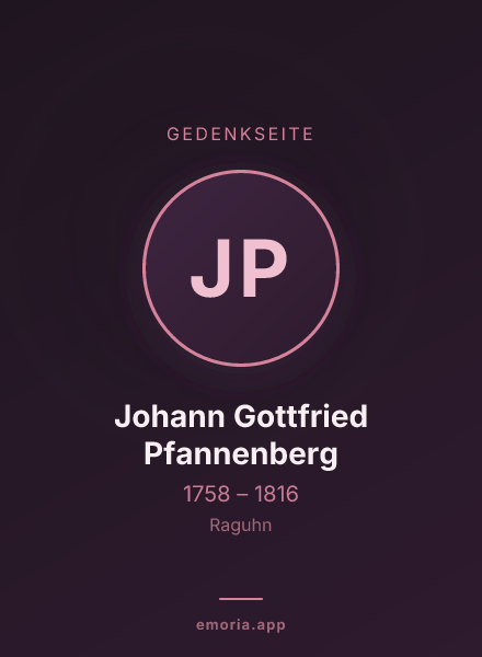 Gedenkportrait von Johann Gottfried Pfannenberg