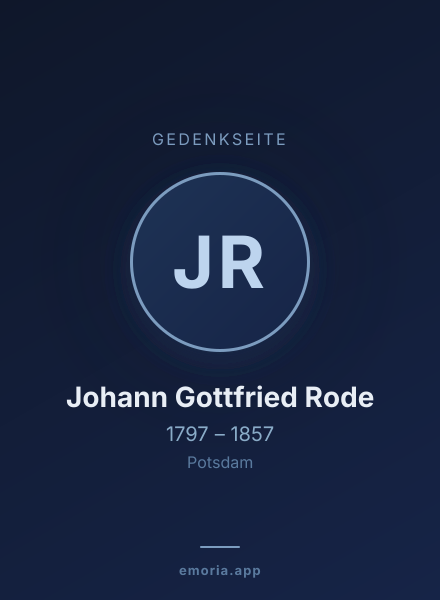 Gedenkportrait von Johann Gottfried Rode