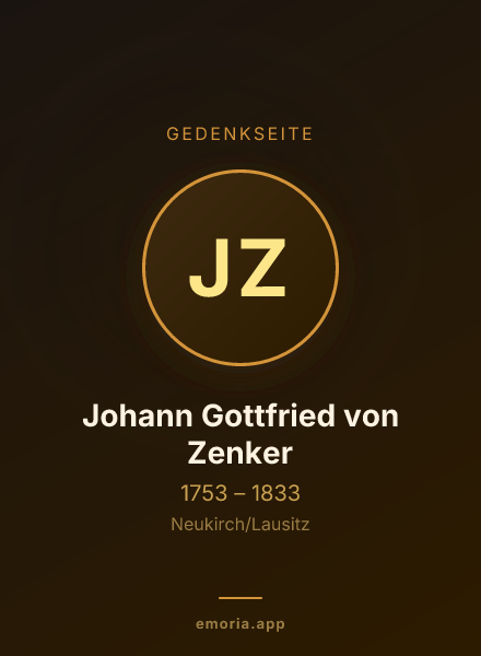 Gedenkportrait von Johann Gottfried von Zenker