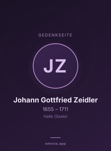 Gedenkportrait von Johann Gottfried Zeidler