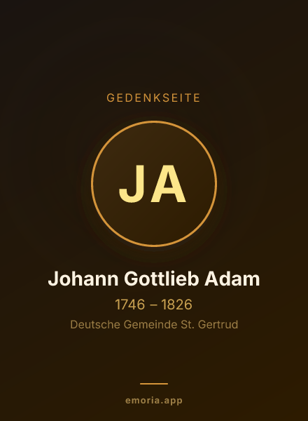 Gedenkportrait von Johann Gottlieb Adam