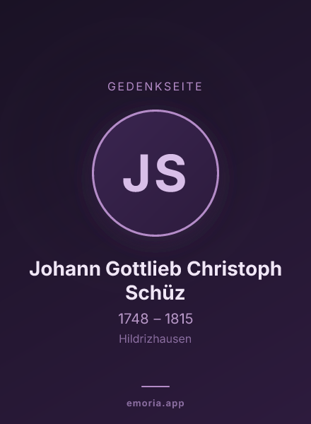 Gedenkportrait von Johann Gottlieb Christoph Schüz