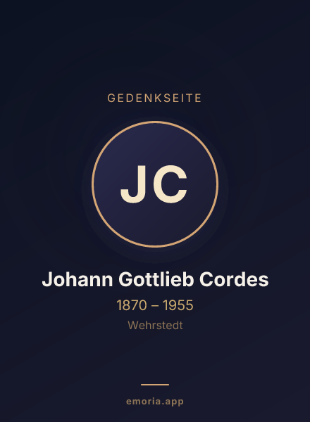 Gedenkportrait von Johann Gottlieb Cordes