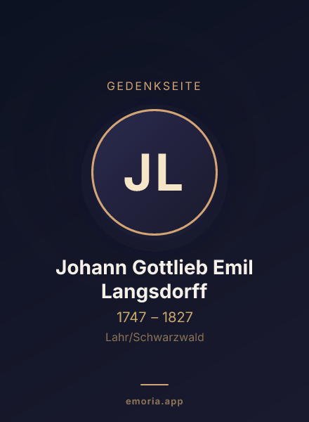 Gedenkportrait von Johann Gottlieb Emil Langsdorff
