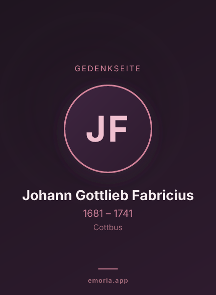 Gedenkportrait von Johann Gottlieb Fabricius