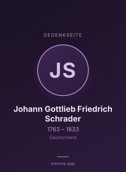 Gedenkportrait von Johann Gottlieb Friedrich Schrader