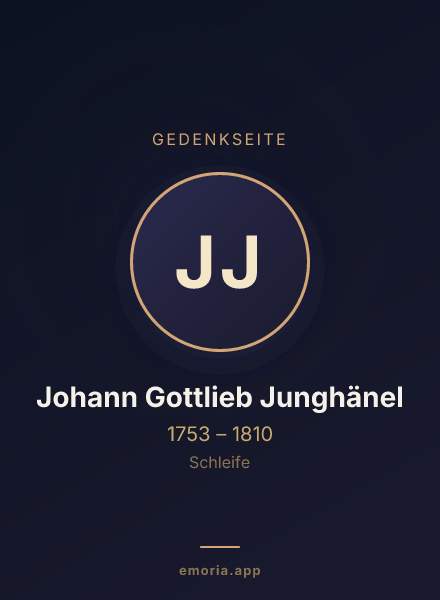 Gedenkportrait von Johann Gottlieb Junghänel