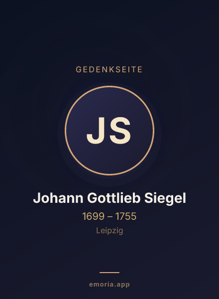 Gedenkportrait von Johann Gottlieb Siegel