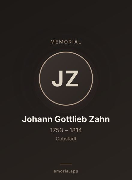 Memorial portrait of Johann Gottlieb Zahn