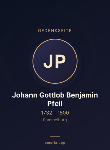 Gedenkportrait von Johann Gottlob Benjamin Pfeil