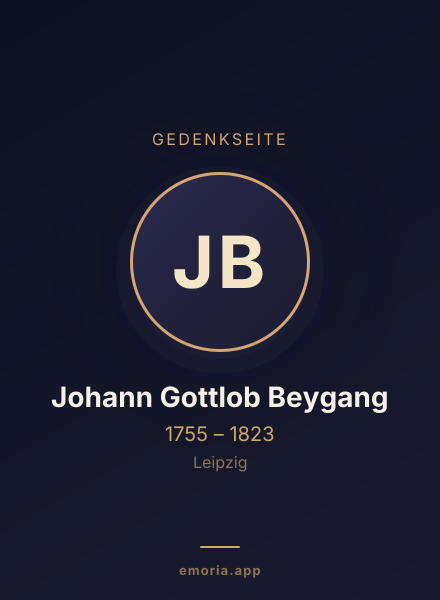 Gedenkportrait von Johann Gottlob Beygang