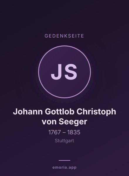 Gedenkportrait von Johann Gottlob Christoph von Seeger