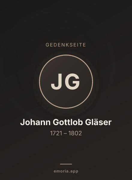 Gedenkportrait von Johann Gottlob Gläser