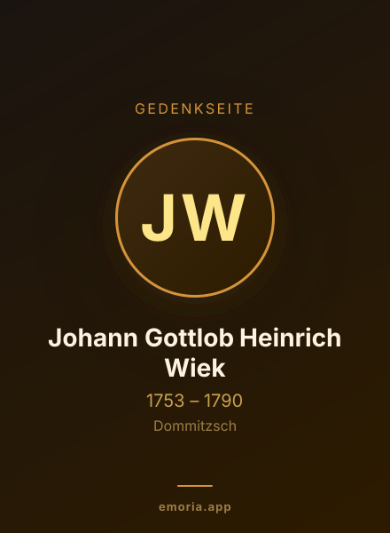 Gedenkportrait von Johann Gottlob Heinrich Wiek