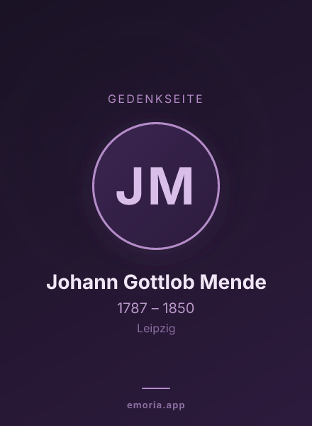 Gedenkportrait von Johann Gottlob Mende