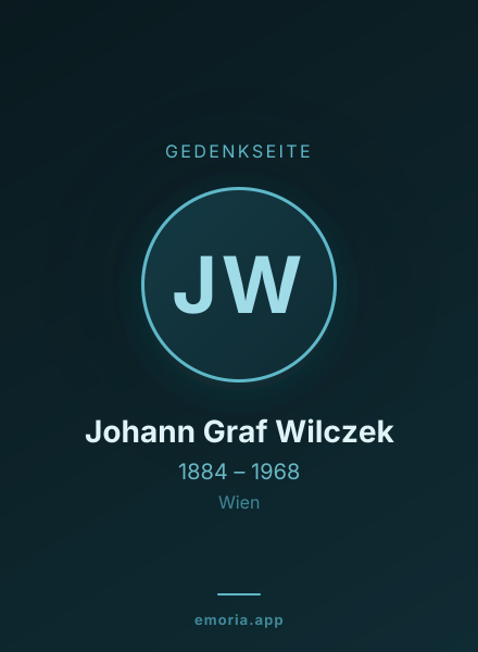Gedenkportrait von Johann Graf Wilczek