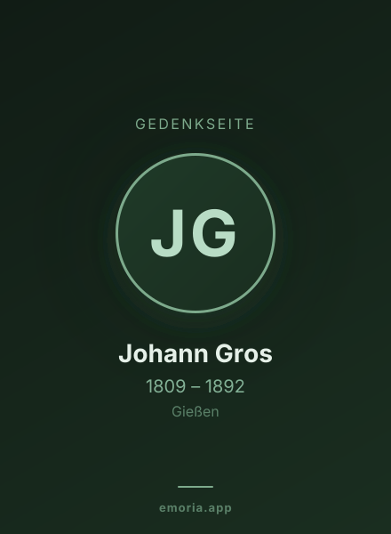 Gedenkportrait von Johann Gros