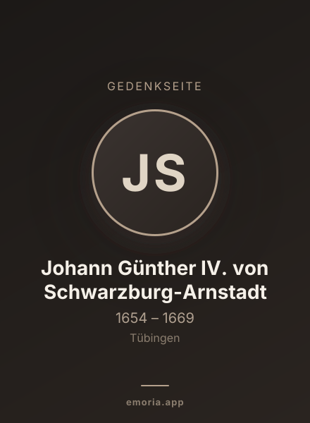 Gedenkportrait von Johann Günther IV. von Schwarzburg-Arnstadt