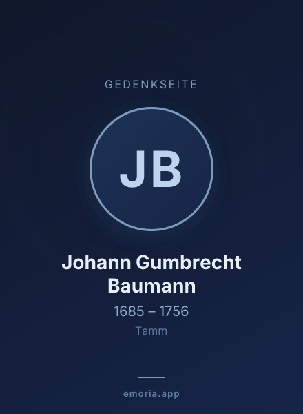 Gedenkportrait von Johann Gumbrecht Baumann