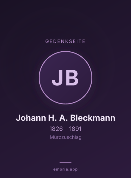 Gedenkportrait von Johann H. A. Bleckmann