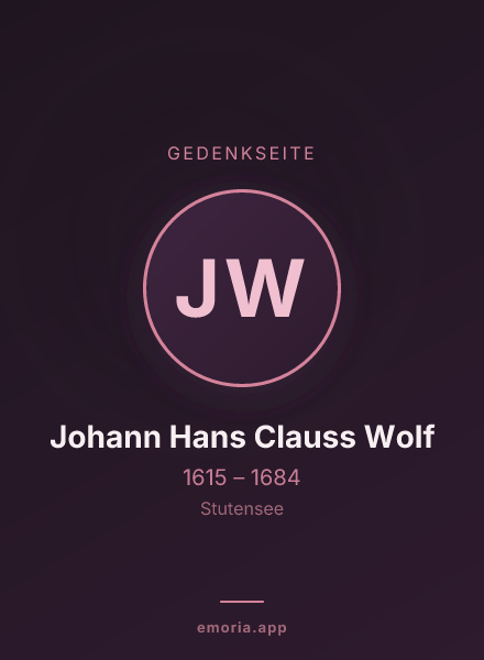 Gedenkportrait von Johann Hans Clauss Wolf