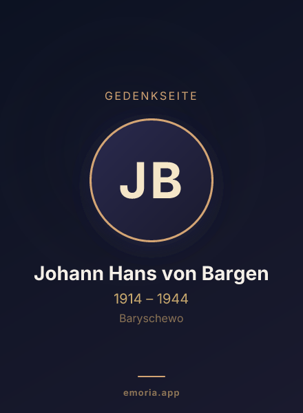 Gedenkportrait von Johann Hans von Bargen
