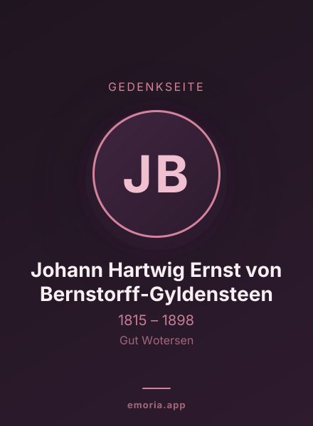 Gedenkportrait von Johann Hartwig Ernst von Bernstorff-Gyldensteen