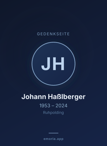 Gedenkportrait von Johann Haßlberger