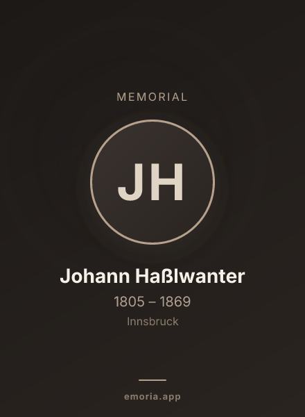 Memorial portrait of Johann Haßlwanter