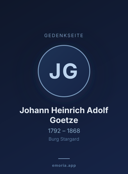 Gedenkportrait von Johann Heinrich Adolf Goetze