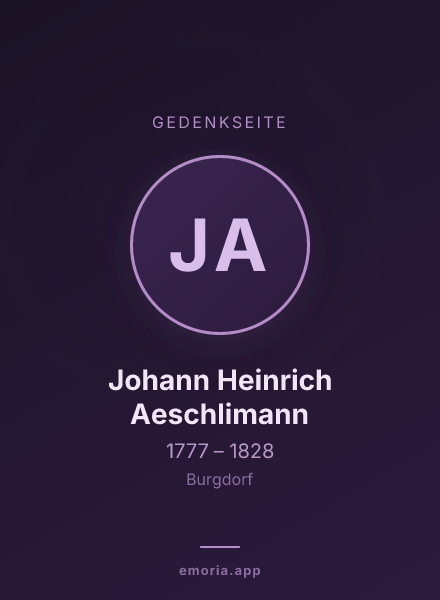 Gedenkportrait von Johann Heinrich Aeschlimann