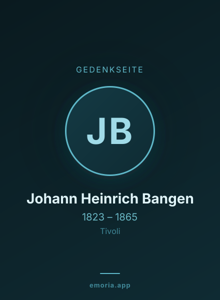 Gedenkportrait von Johann Heinrich Bangen