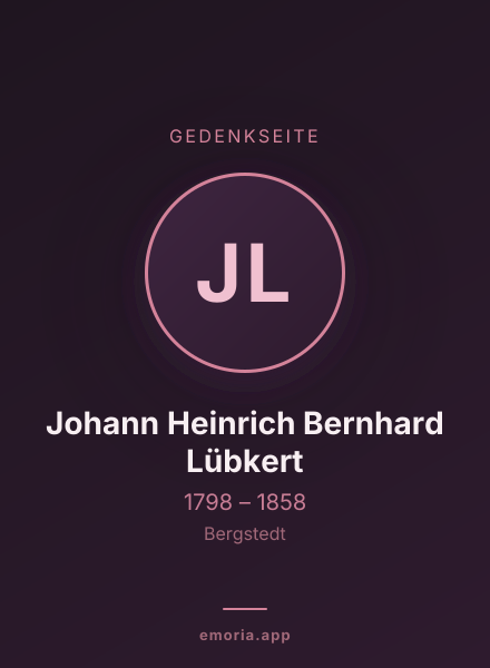 Gedenkportrait von Johann Heinrich Bernhard Lübkert