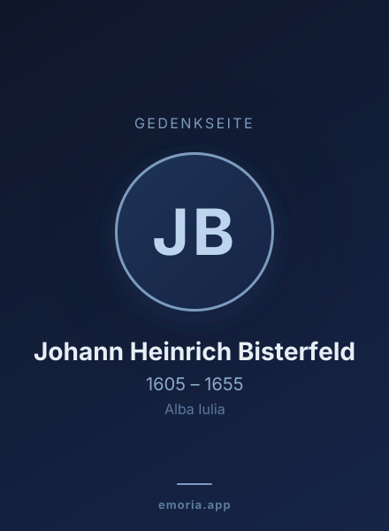 Gedenkportrait von Johann Heinrich Bisterfeld