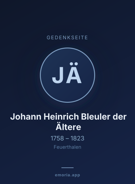 Gedenkportrait von Johann Heinrich Bleuler der Ältere