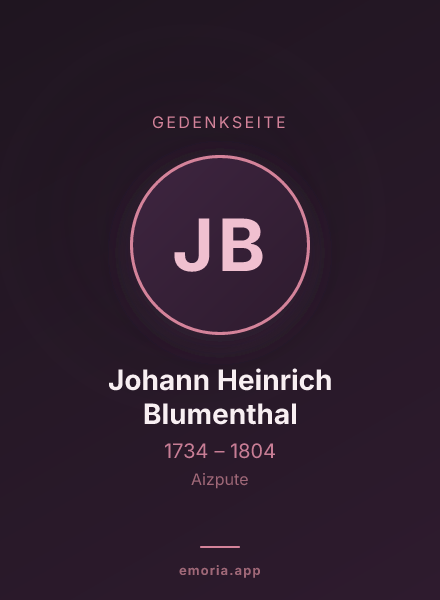 Gedenkportrait von Johann Heinrich Blumenthal
