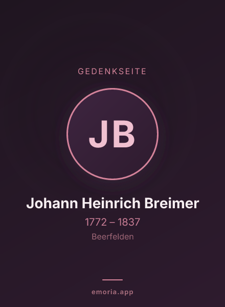 Gedenkportrait von Johann Heinrich Breimer