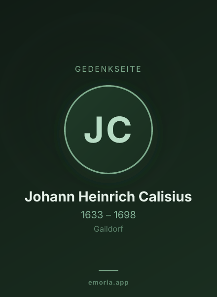 Gedenkportrait von Johann Heinrich Calisius